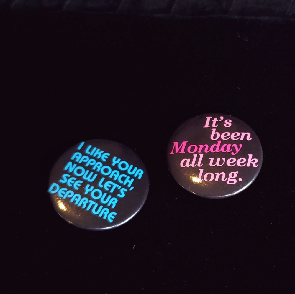 Vintage Grumpy Button Lot 1980s Funny Pins Mondays